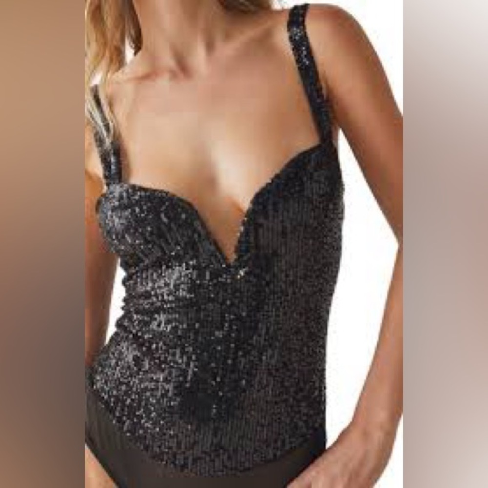 Free People Sparks Fly Sequin Bodysuit NWT